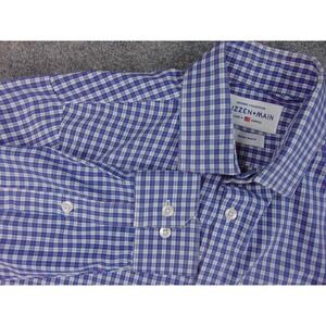 Mizzen+Main Leeward Collection Mens Medium Trim Fit Blue Gingham Dress Shirt USA